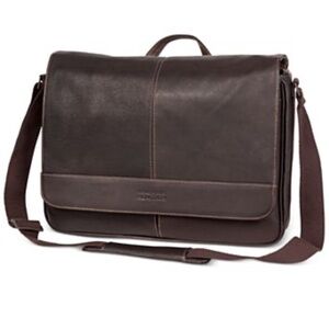 Kenneth Cole Reaction Bag Computer Brown Leather Messenger Satchel Crossbody